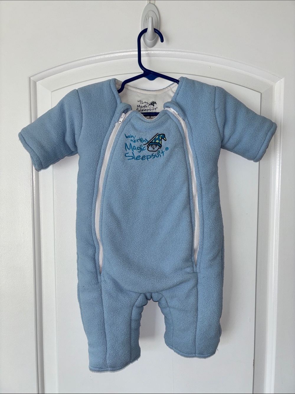 baby Merlin’s Magic Sleepsuit 6-9 months 18-21 pounds large fleece blue